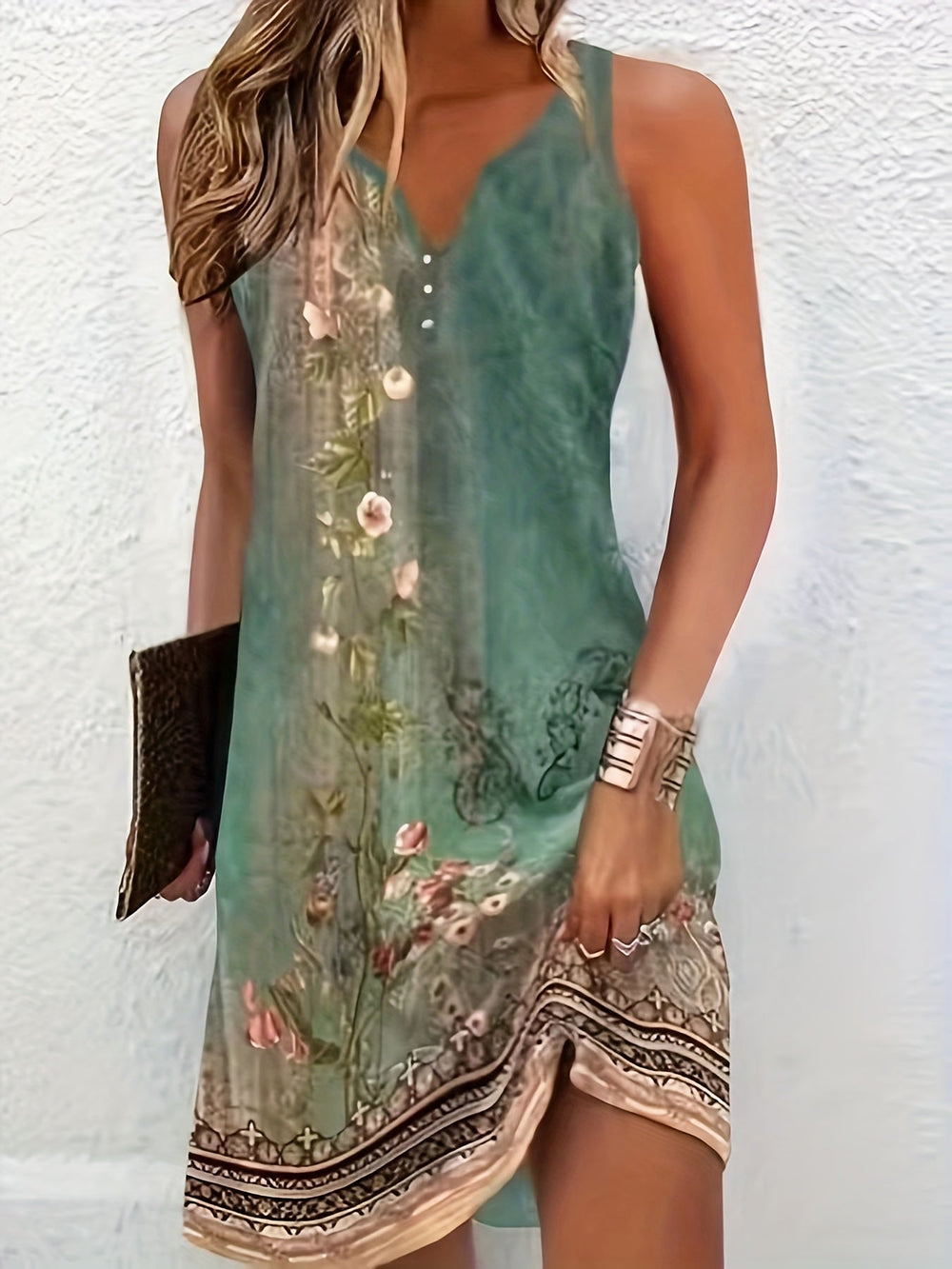 Harmoni Floral V-Neck Fit-and-Flare Dress