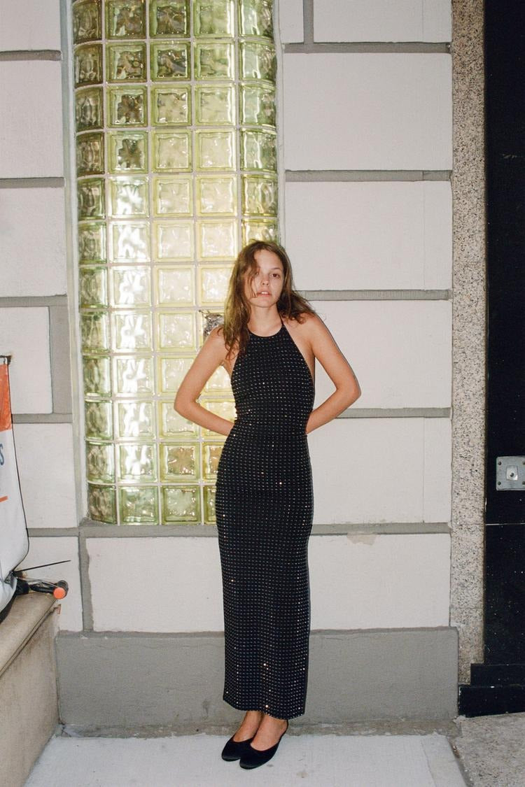 Halter Rhinestone Dress