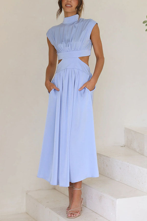 Quincy Cutout Midi Dress with Side Pockets for Summer
