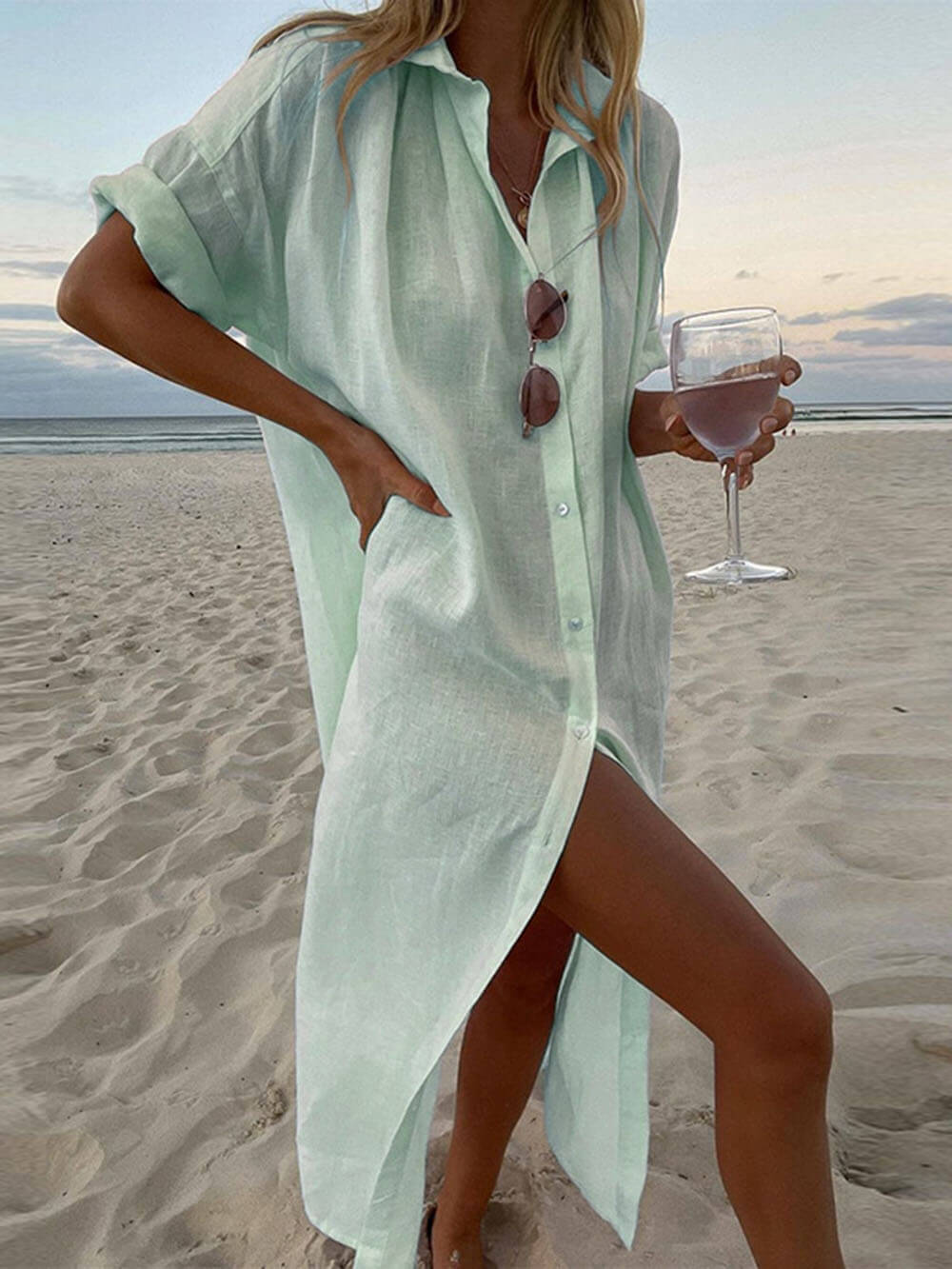 Melina Concept Einfaches Maxi Dress im Shirt Style