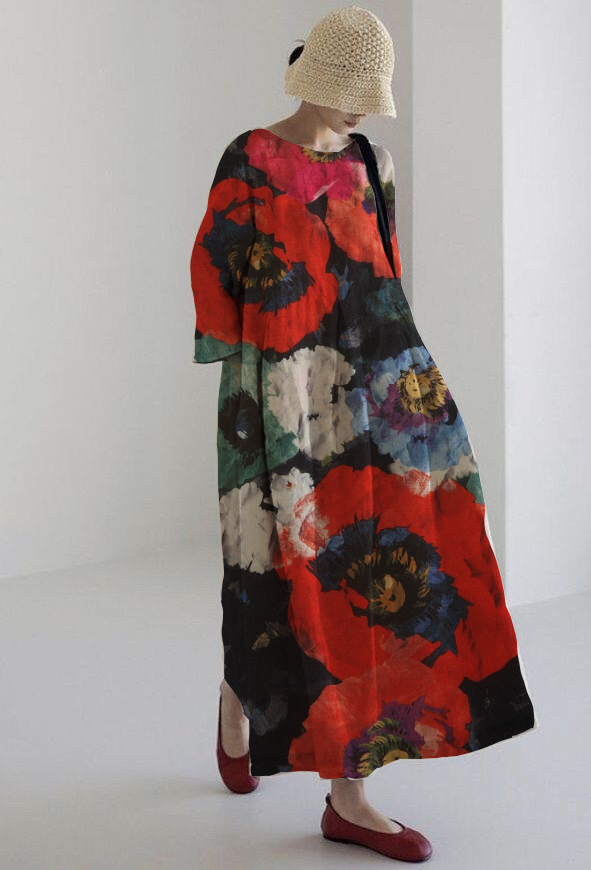 Rosalia Bold Floral Midi Dress for Expressive Style