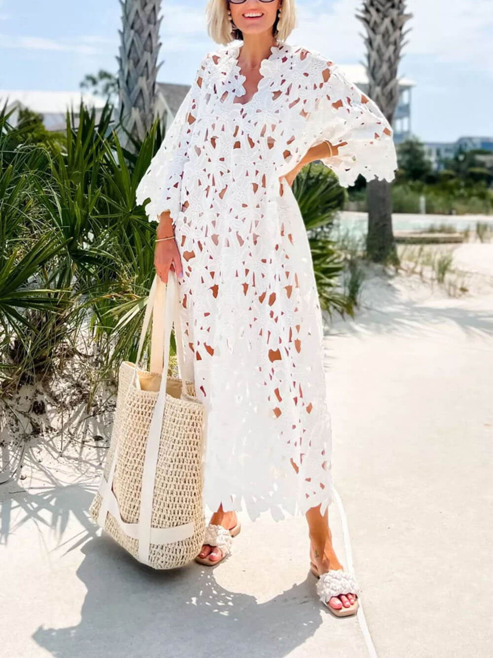 Strand-Midikleid Midi Dress Lace Lace Overlay
