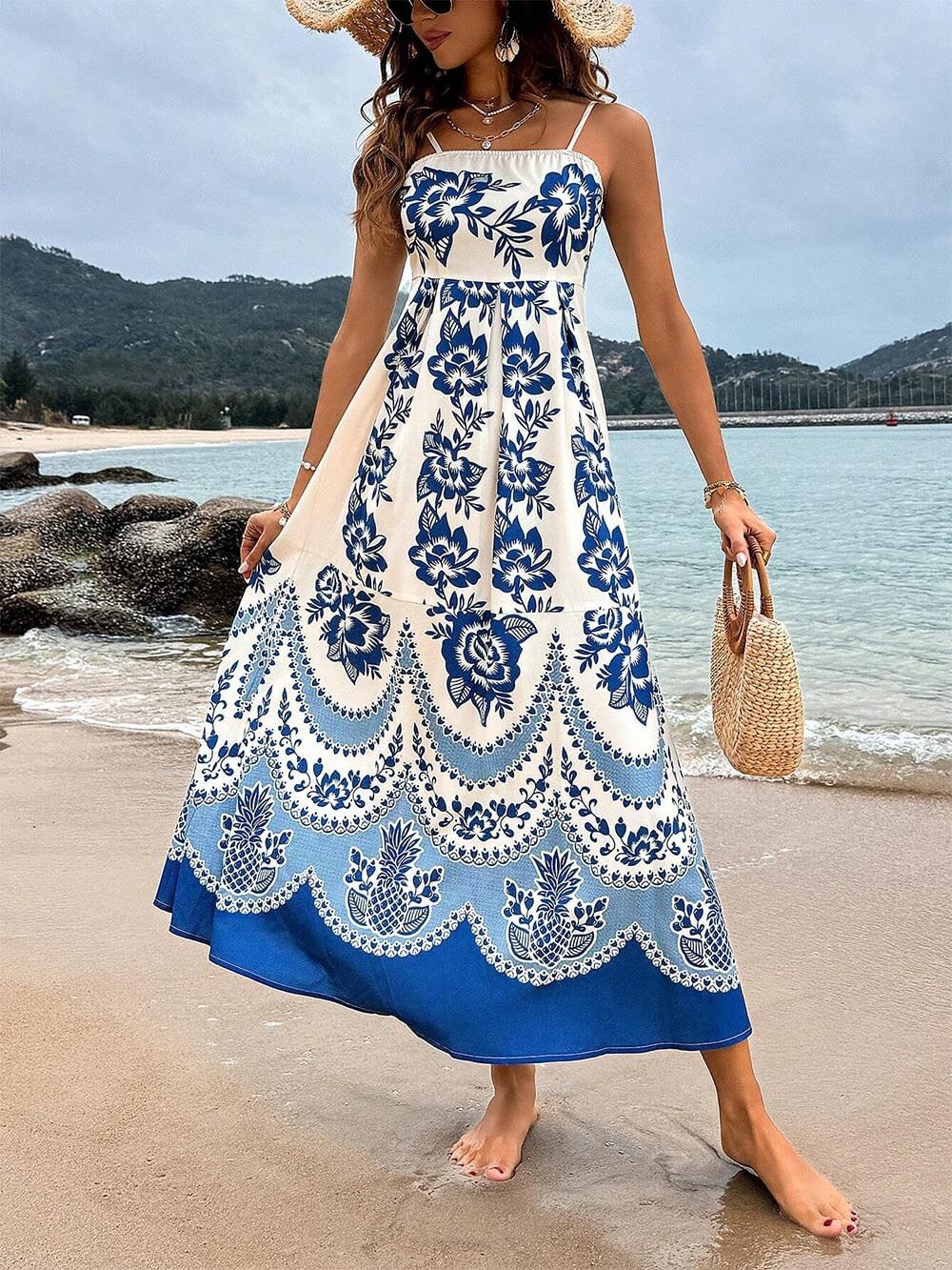 Ethnisch Ethnic Print Floral Midi Dress