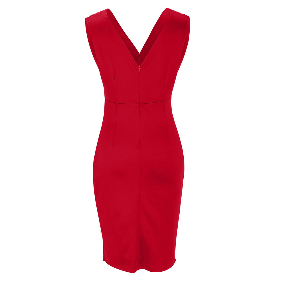 Estelle Fitted V-Neck Slit Dress