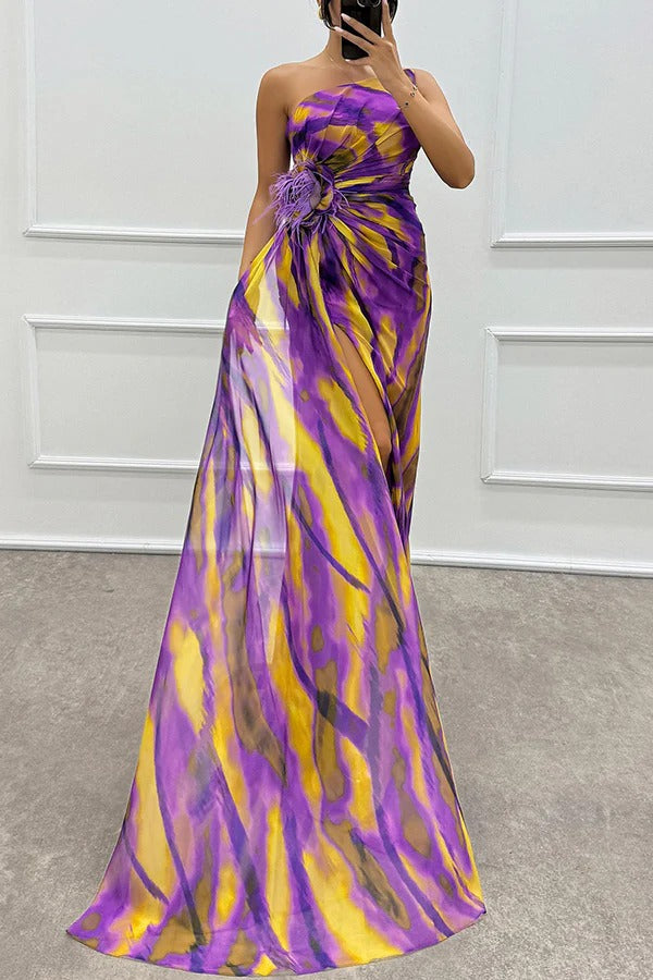 Naomi Vibrant Print Maxi Dress, One-Shoulder Cut