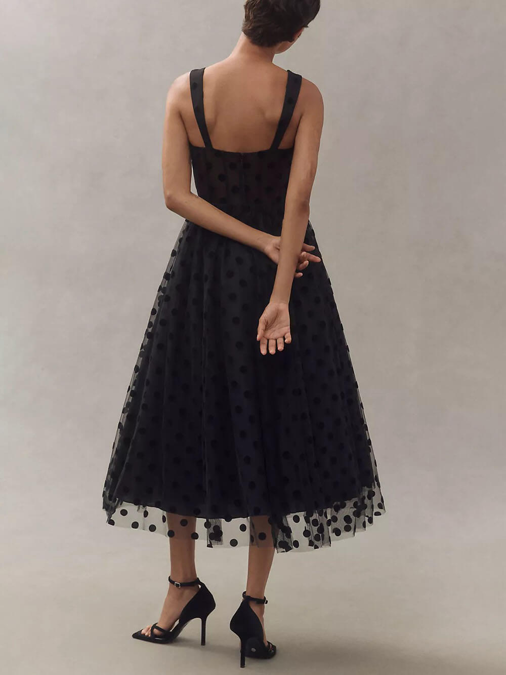 Polka Dot Tulle Sweetheart Midi Dress