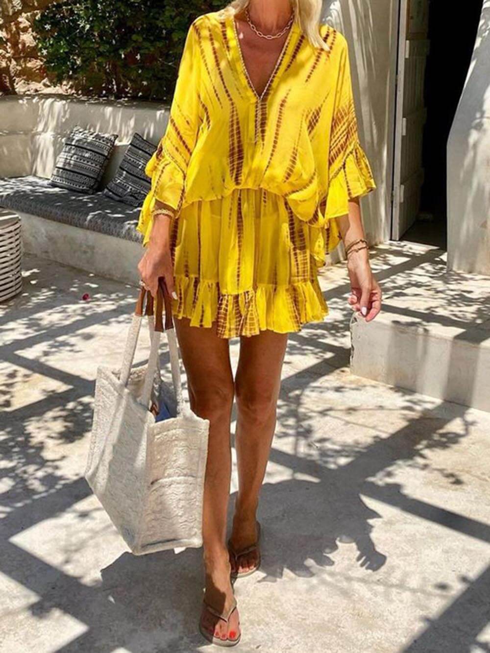 Lara Soft V-Neck Casual Mini Dress
