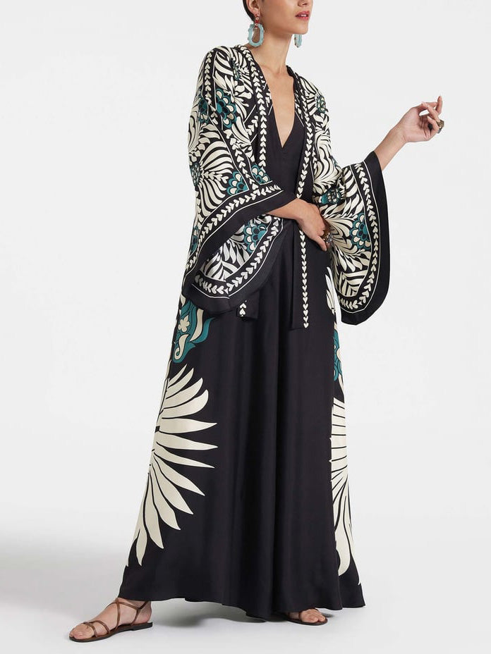 Elvara Floral Contrast Dress for Elegant Occasions