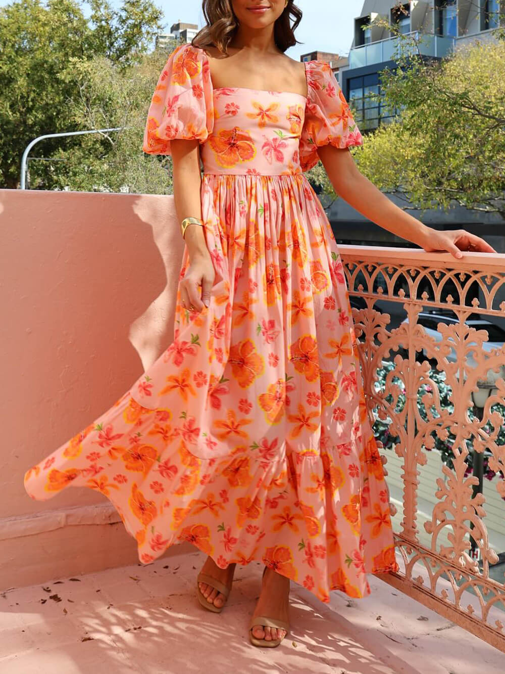 Floral Puff Dress