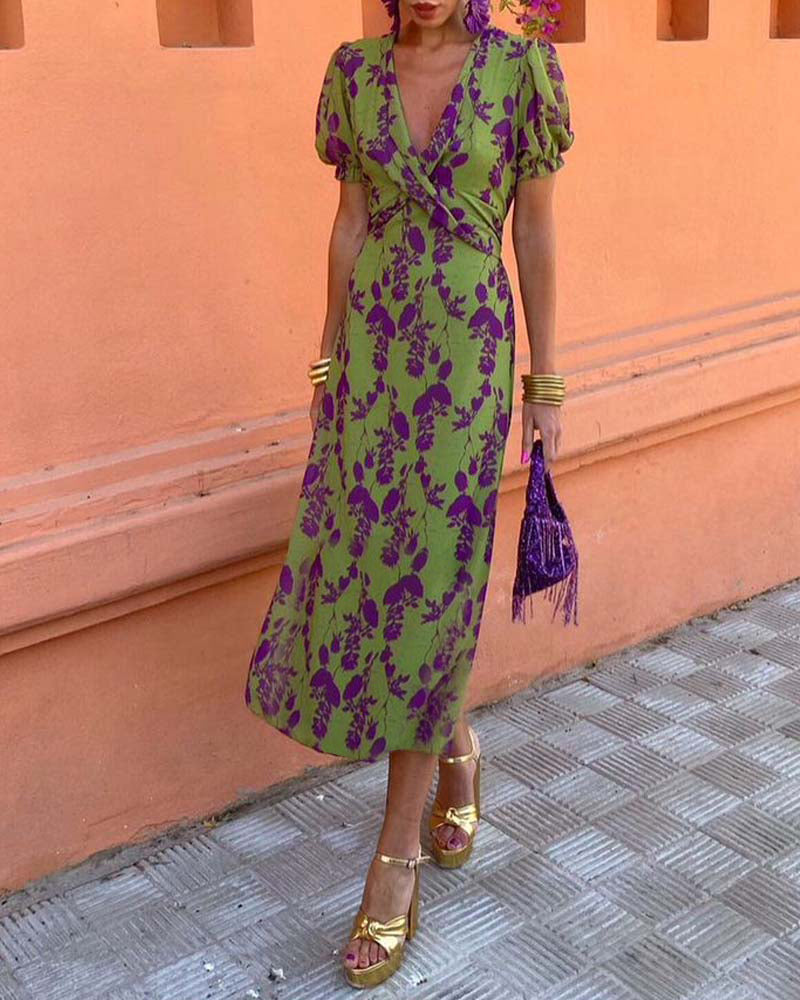 Sonya Flowing V-Neck Midi Dress for Brunch and Evenings