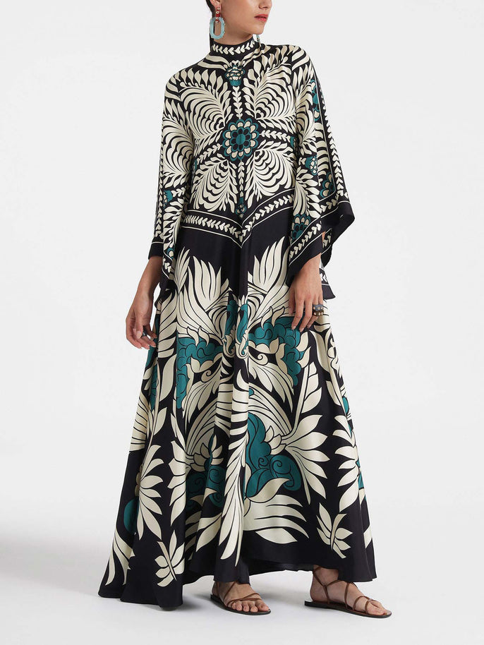 Elvara Floral Contrast Dress for Elegant Occasions