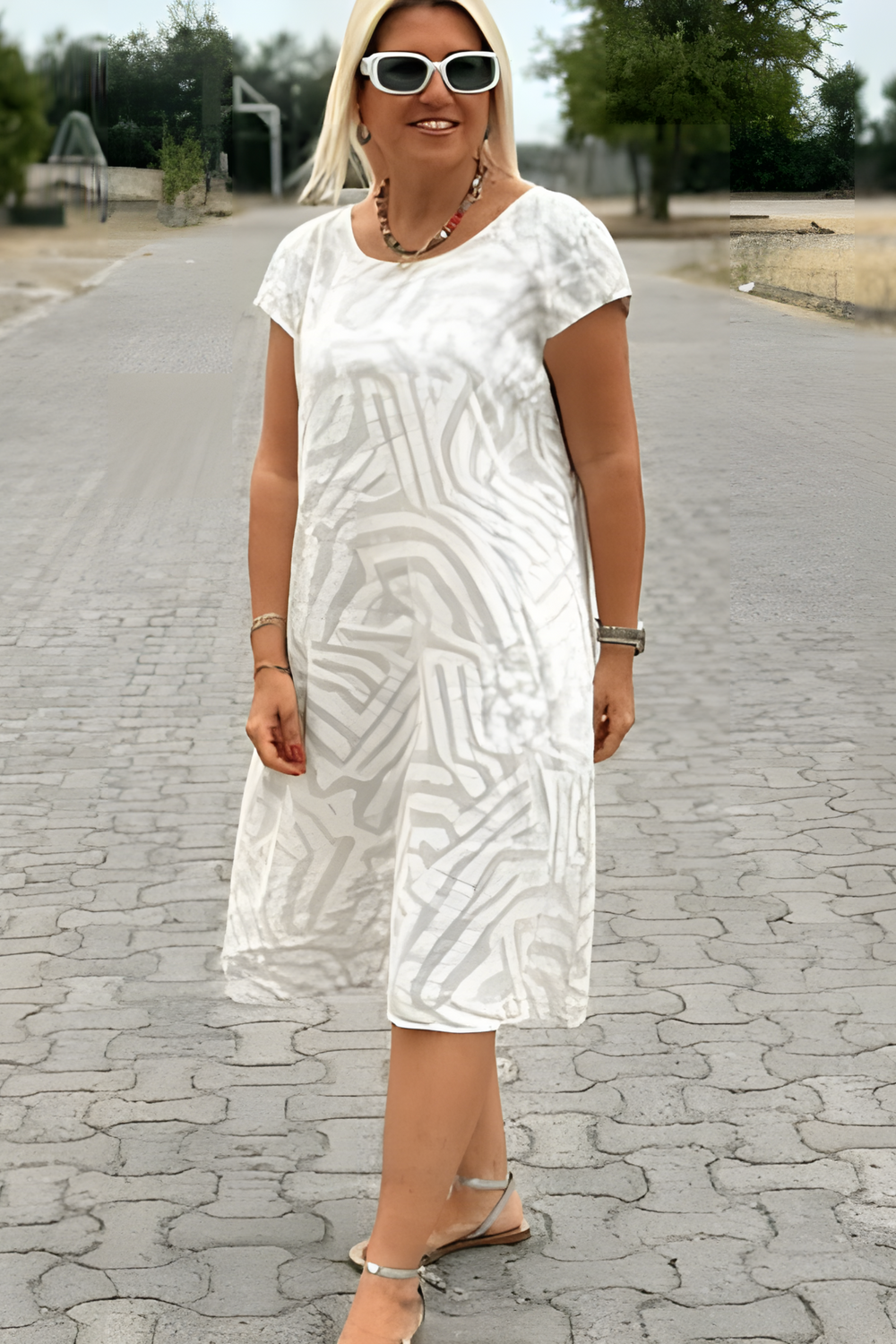 Nelia Vintage Print A-Line Summer Dress