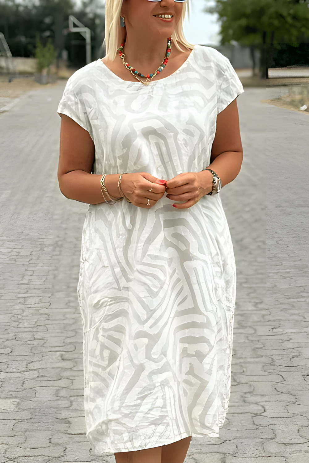 Nelia Vintage Print A-Line Summer Dress