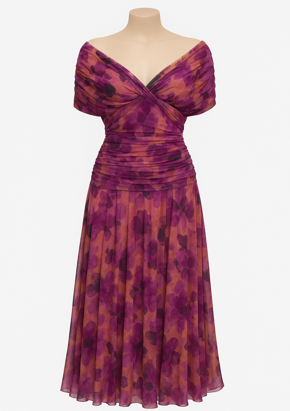 Aure Fantasy Floral Print V-Neck Maxi Dress in Pink