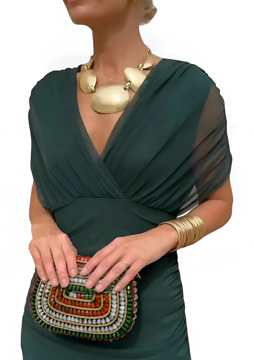 Aure Floral V-Neck Maxi Dress in Green