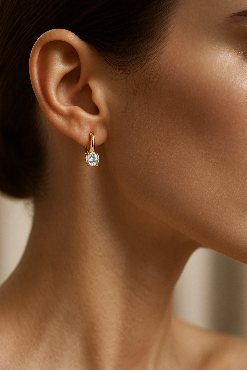 Lizette Pure Mind Gold Halo Drop Earrings Accessory