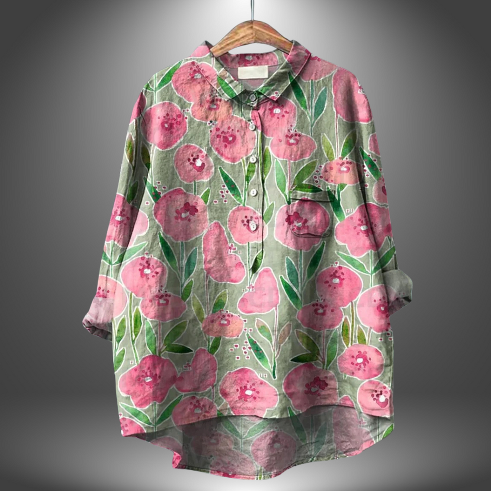 Camila Handcrafted Floral Print Cotton Button-Down Shirt