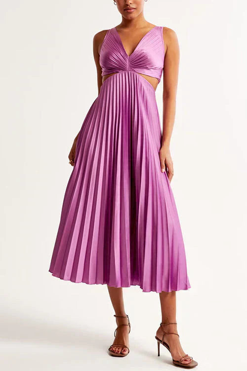 Madeleine Pleated Cut-Out Maxi Dress
