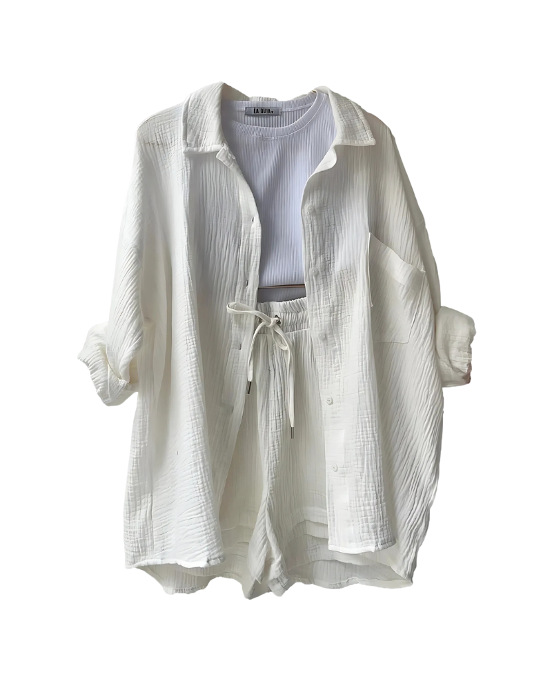 Elowen Textured Button Front Two-Piece Matching Set