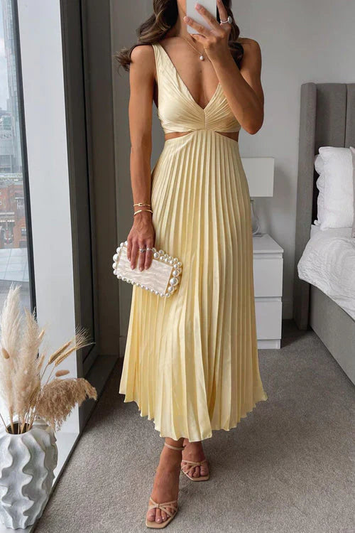 Madeleine Pleated Cut-Out Maxi Dress