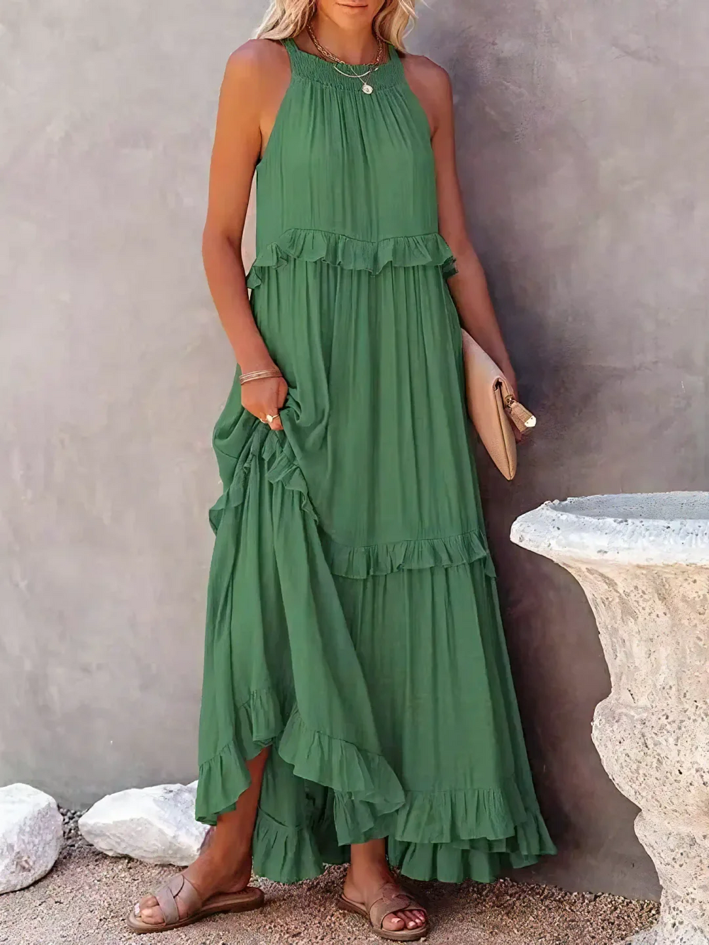Vesa Ruffled Flowing Dress