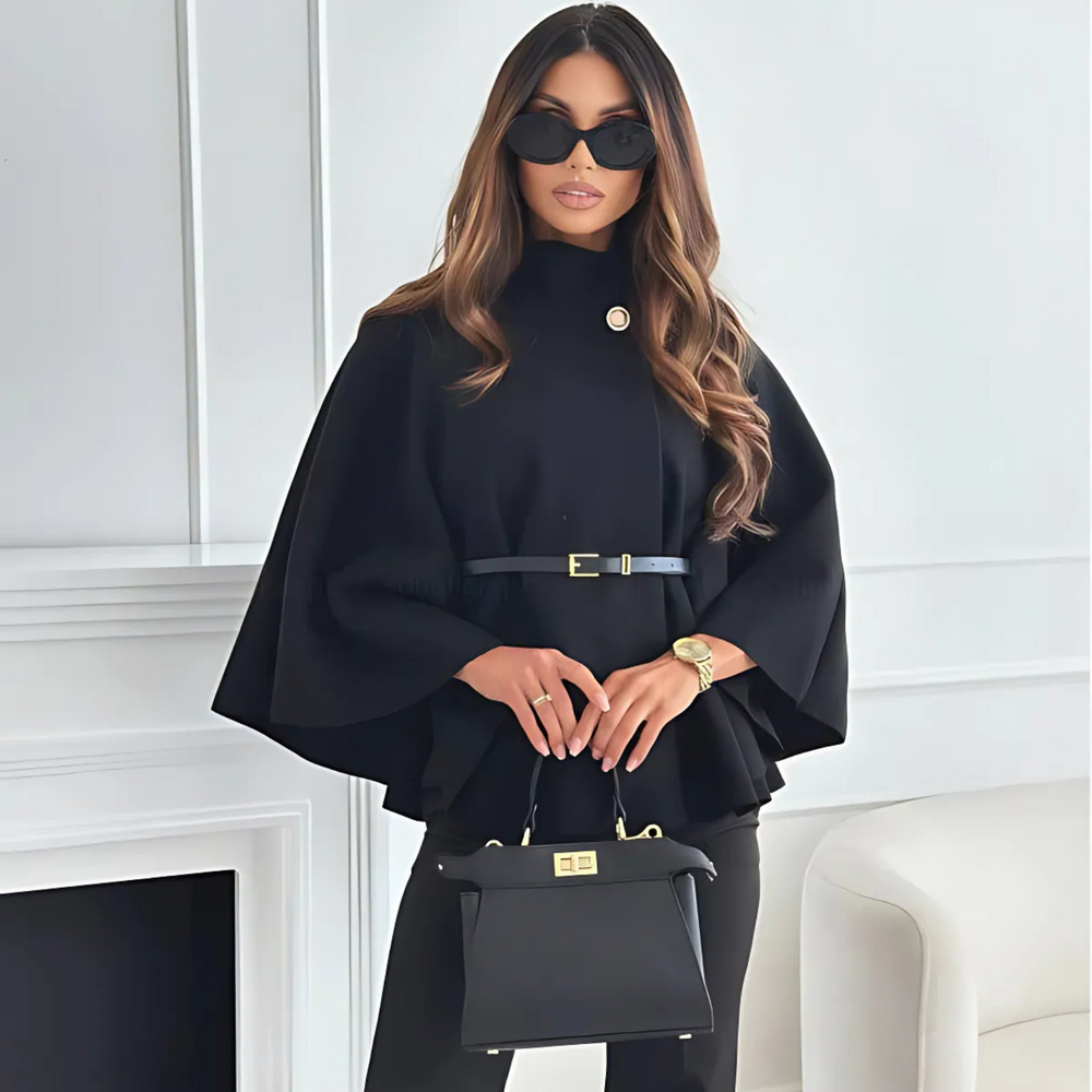 Elun Chice Flutter-Sleeve Belted Jacket