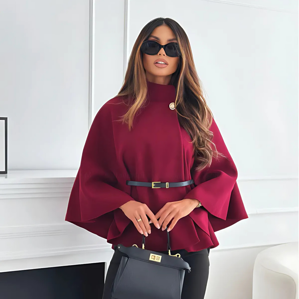 Elun Chice Flutter-Sleeve Belted Jacket