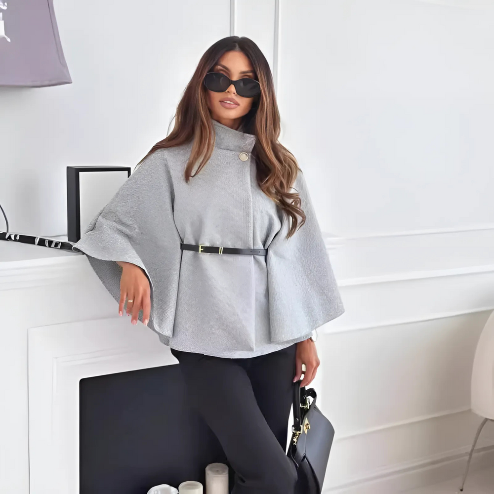 Elun Chice Flutter-Sleeve Belted Jacket