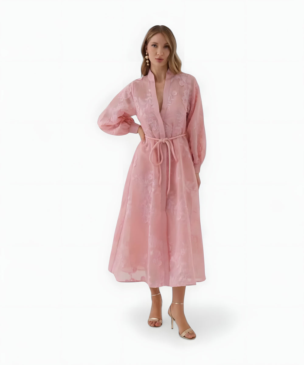 Isadora Jacquard Midi Dress | Pink