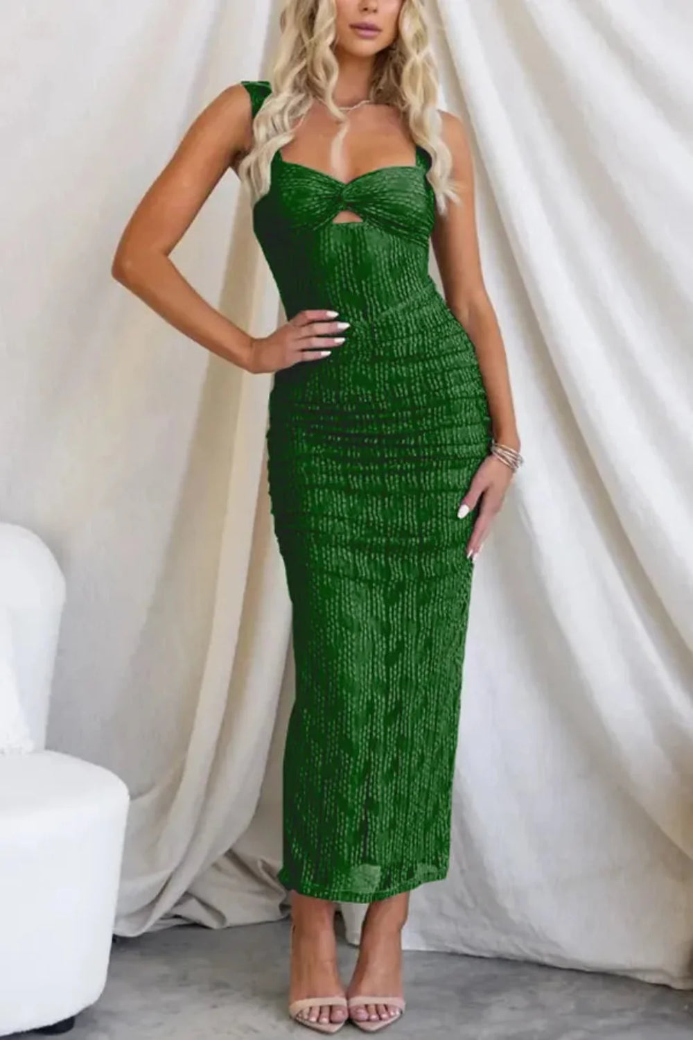 Veronica Ruched Mesh Maxi
