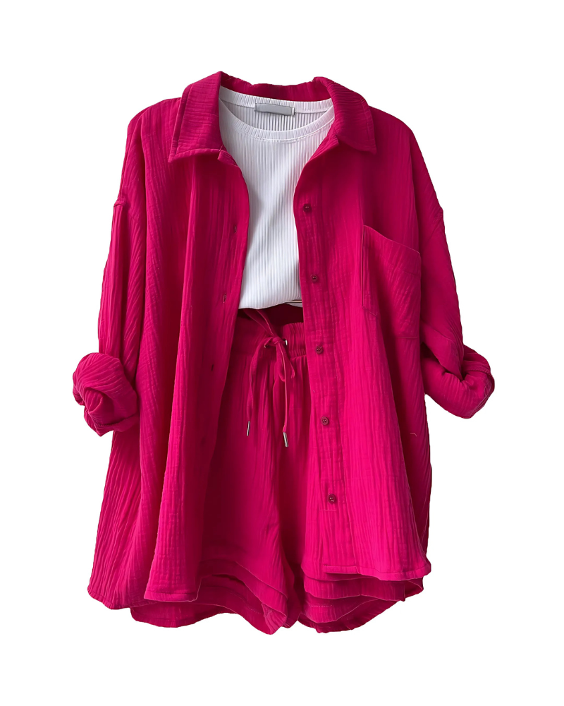 Elowen Textured Button Front Two-Piece Matching Set