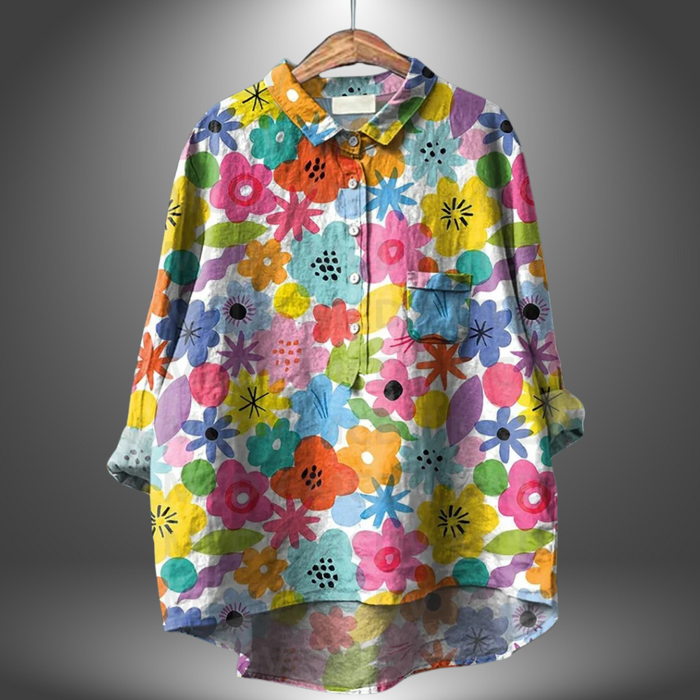 Camila Handcrafted Floral Print Cotton Button-Down Shirt