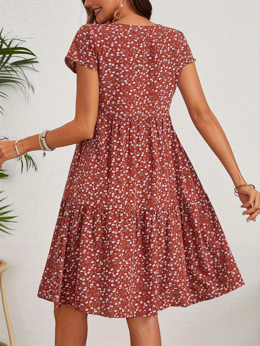 Callista Floral Print Crew Dress