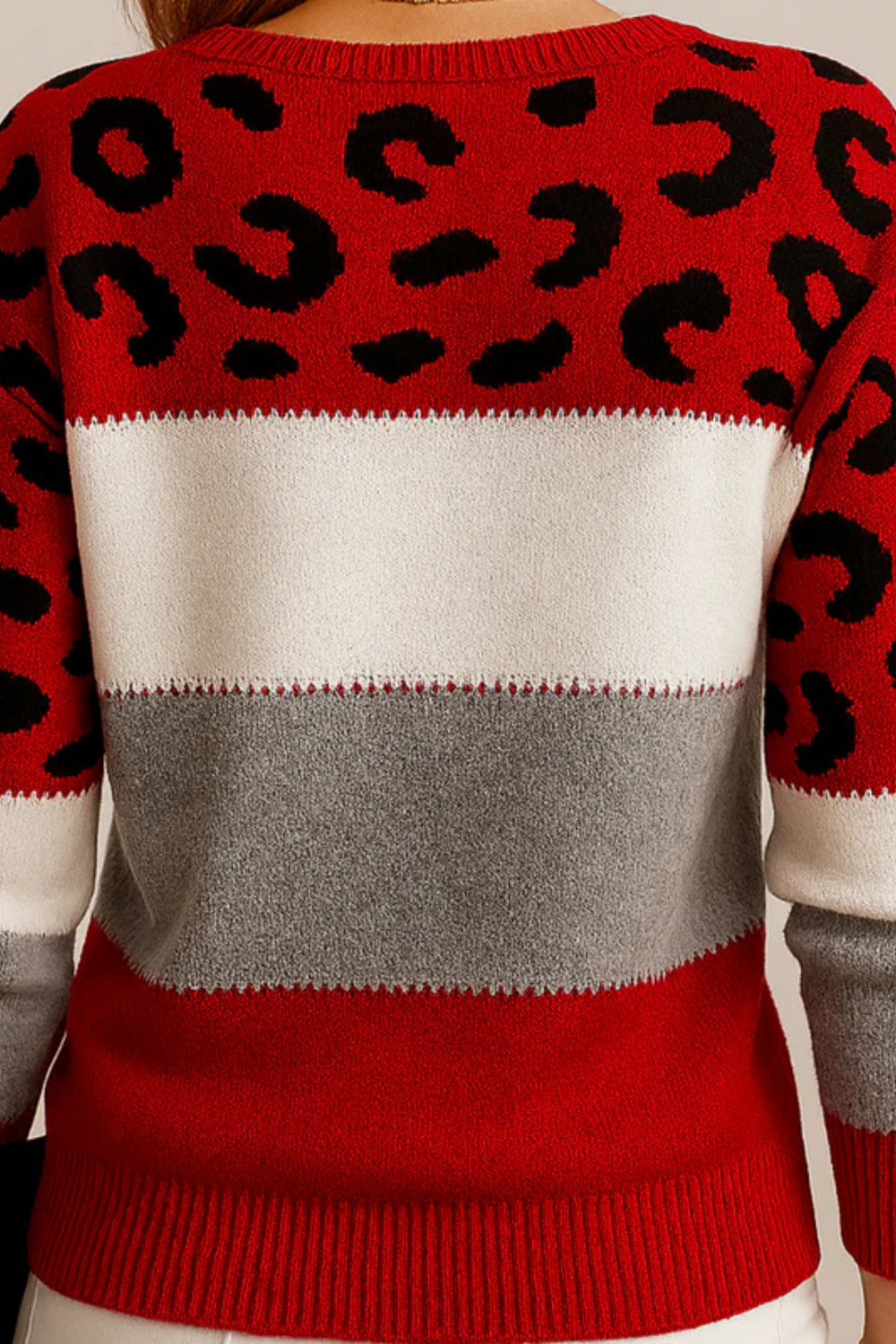 Paella Leopard-Print Relaxed-Fit Knit Sweater for Fall