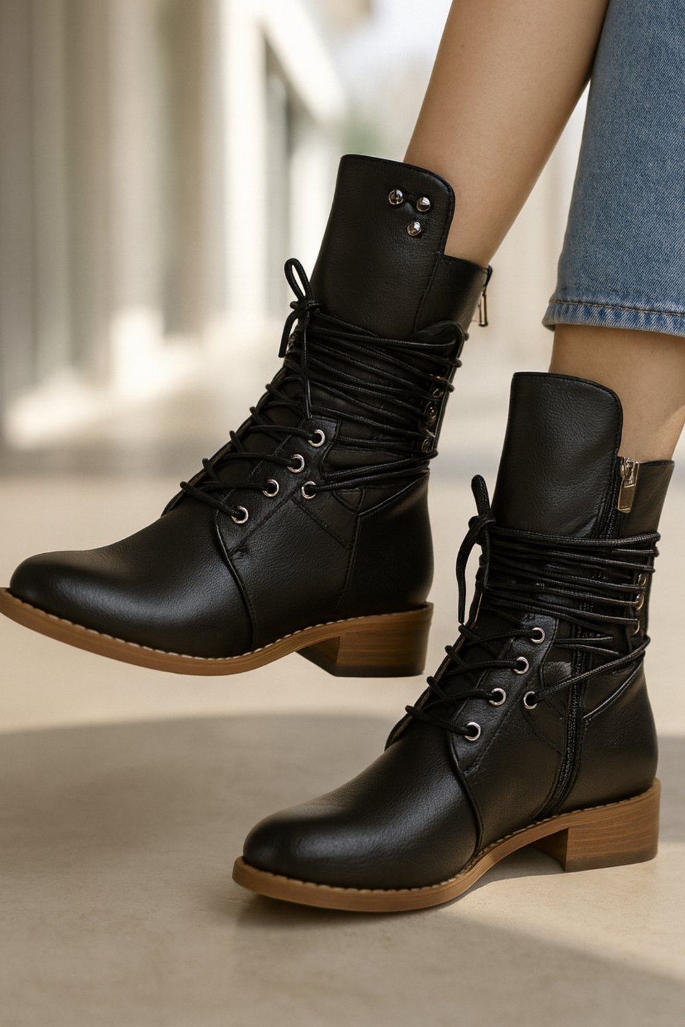 Shanaia Lace-Up Ankle Boots