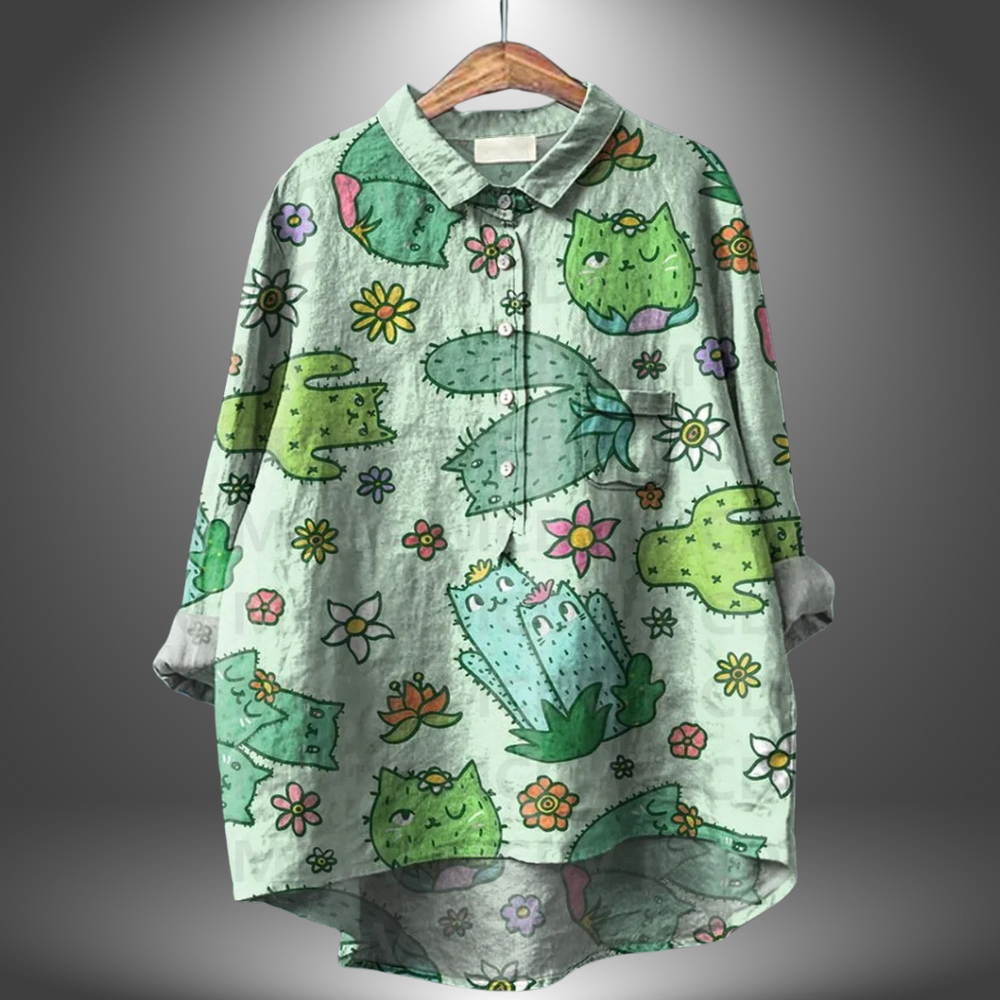 Camila Handcrafted Floral Print Cotton Button-Down Shirt