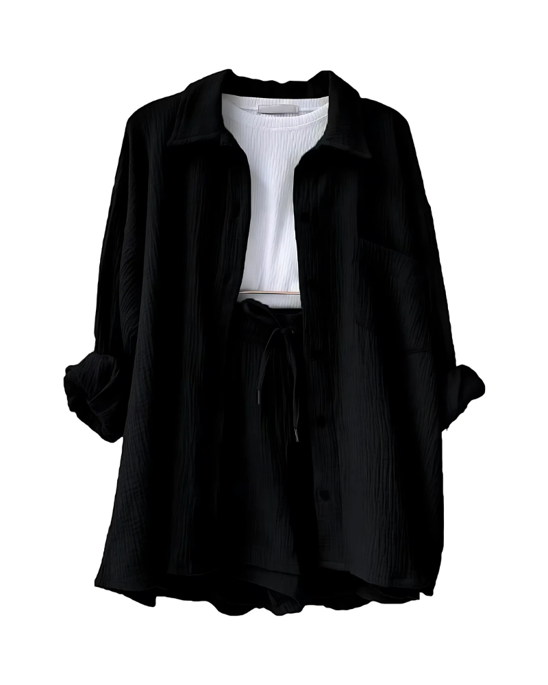 Elowen Textured Button Front Two-Piece Matching Set
