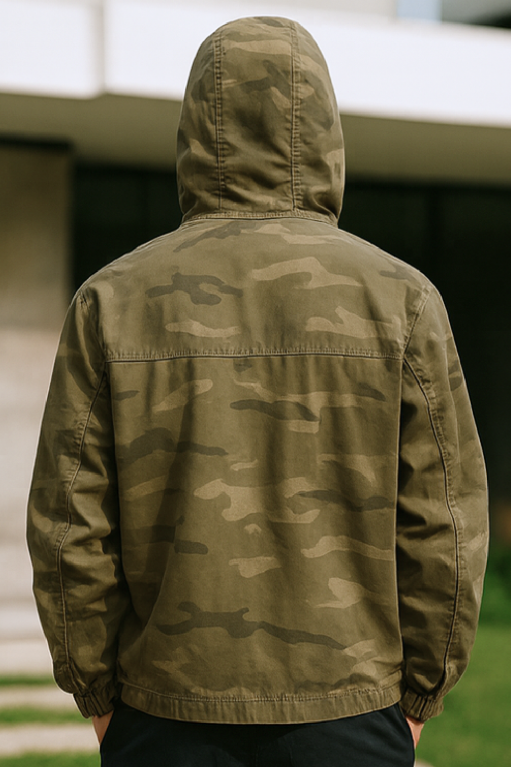 Eddie Lightweight Hooded Urban Camo Jacket for Spring to Fall