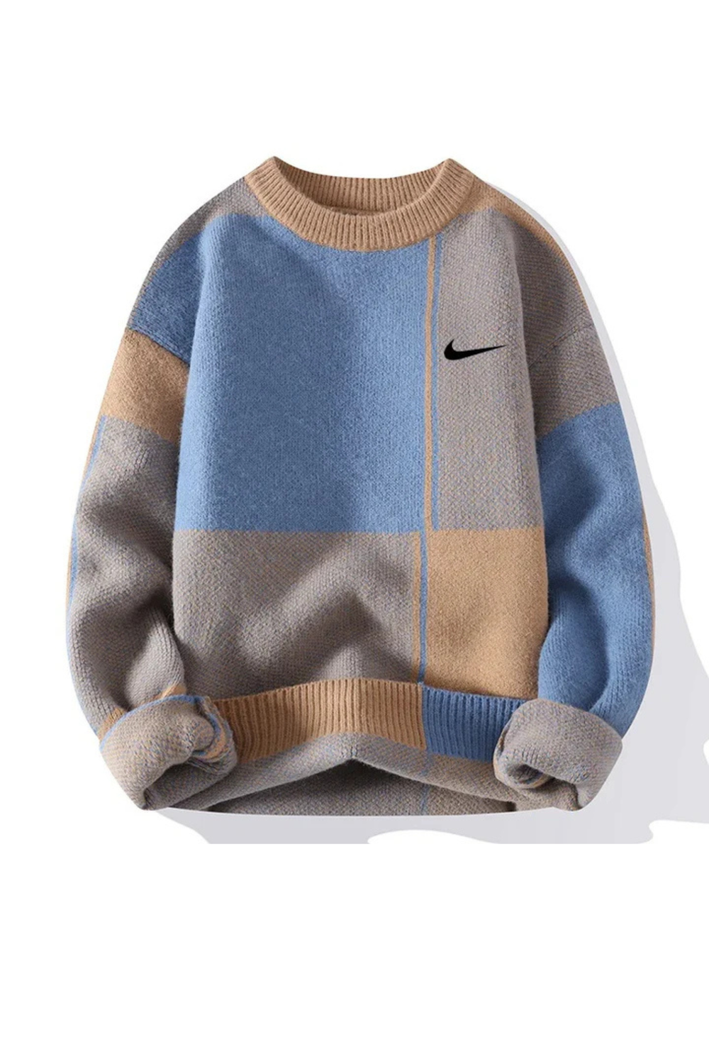 Harrison Checkered Knit Crew Neck Sweater
