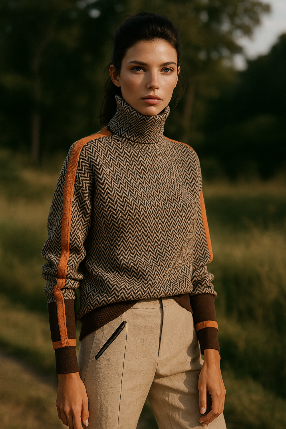 Marilou Contrast-Stripe Pullover Sweater