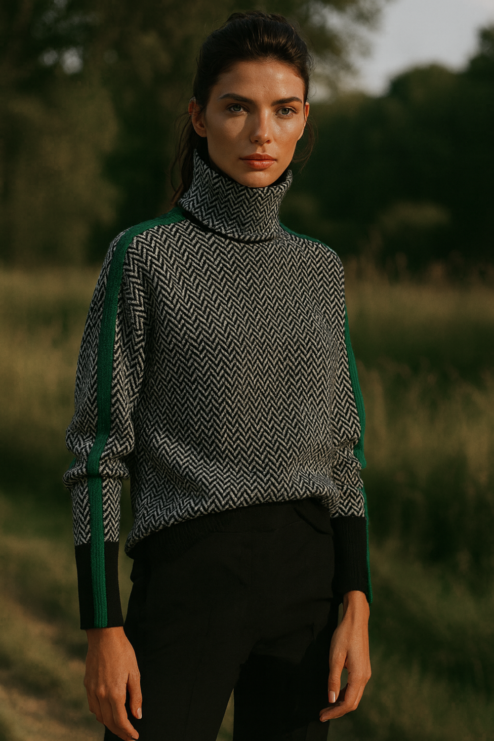 Marilou Contrast-Stripe Pullover Sweater