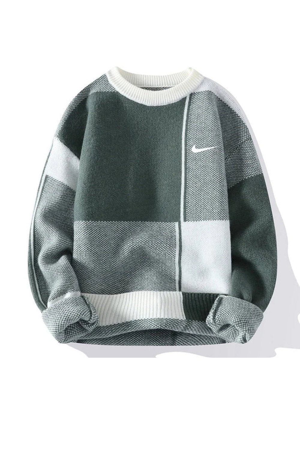 Harrison Checkered Knit Crew Neck Sweater