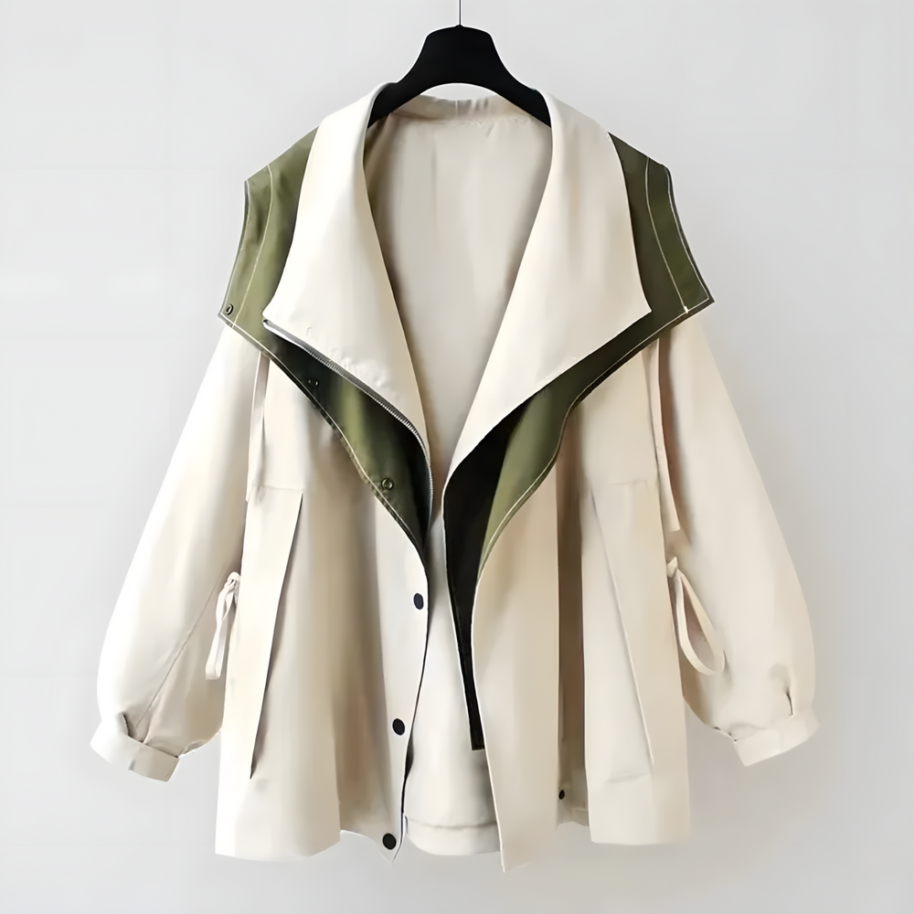 Aleera Elegant Weatherproof Windbreaker Jacket in White