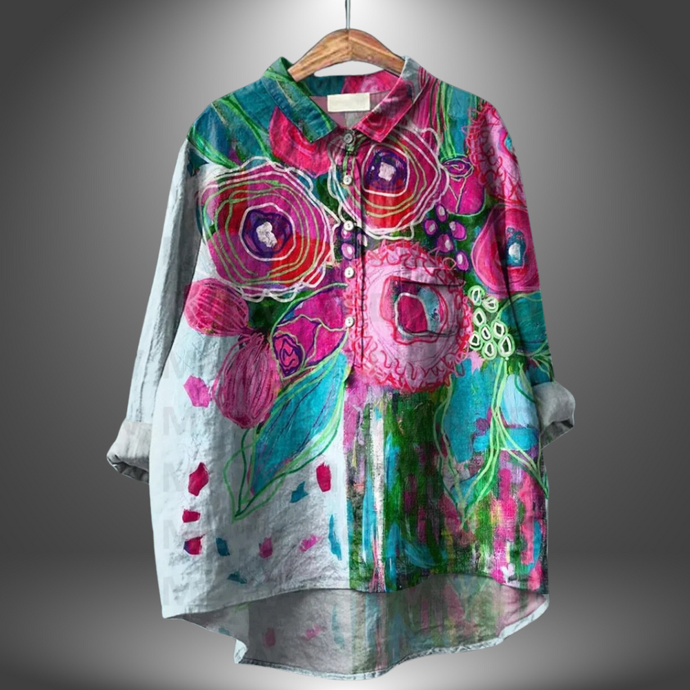 Camila Handcrafted Floral Print Cotton Button-Down Shirt