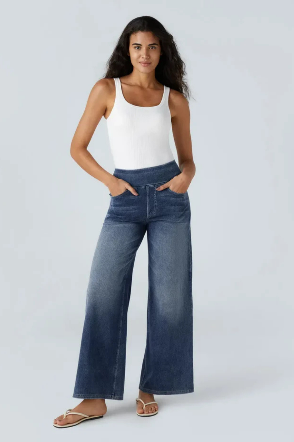 Evanna High-Waist Pants Navy