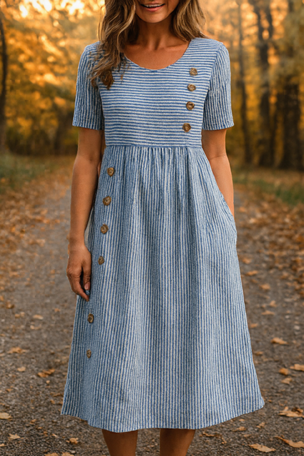 Roslyn Striped Cotton Midi Dress