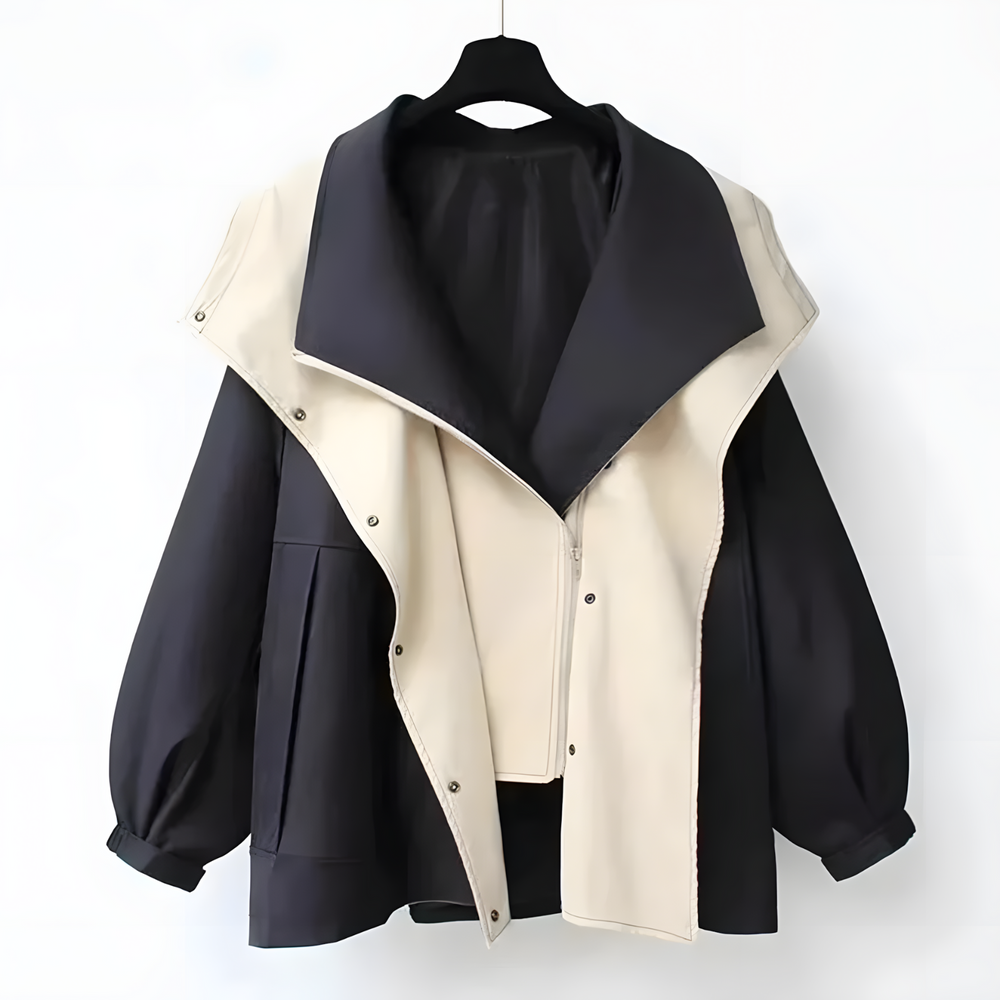 Aleera Elegant Windbreaker Jacket in Black