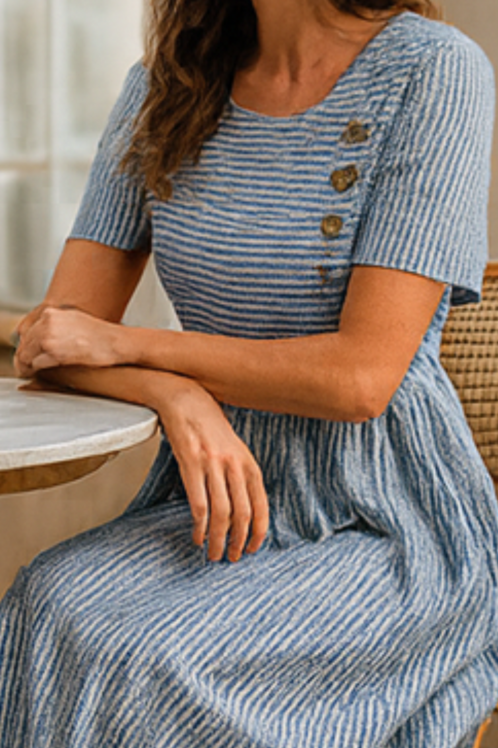 Roslyn Striped Cotton Midi Dress