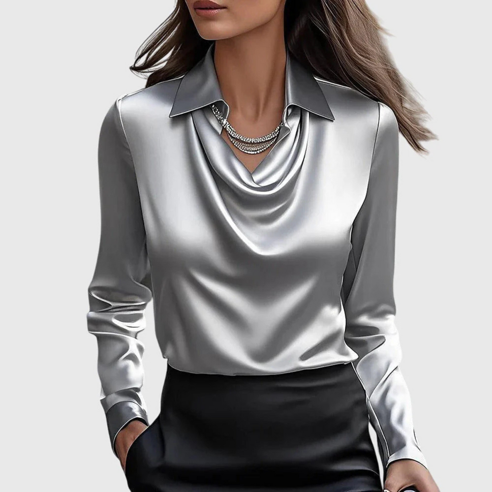 Lynn Elegant Shimmer Blouse in Silver