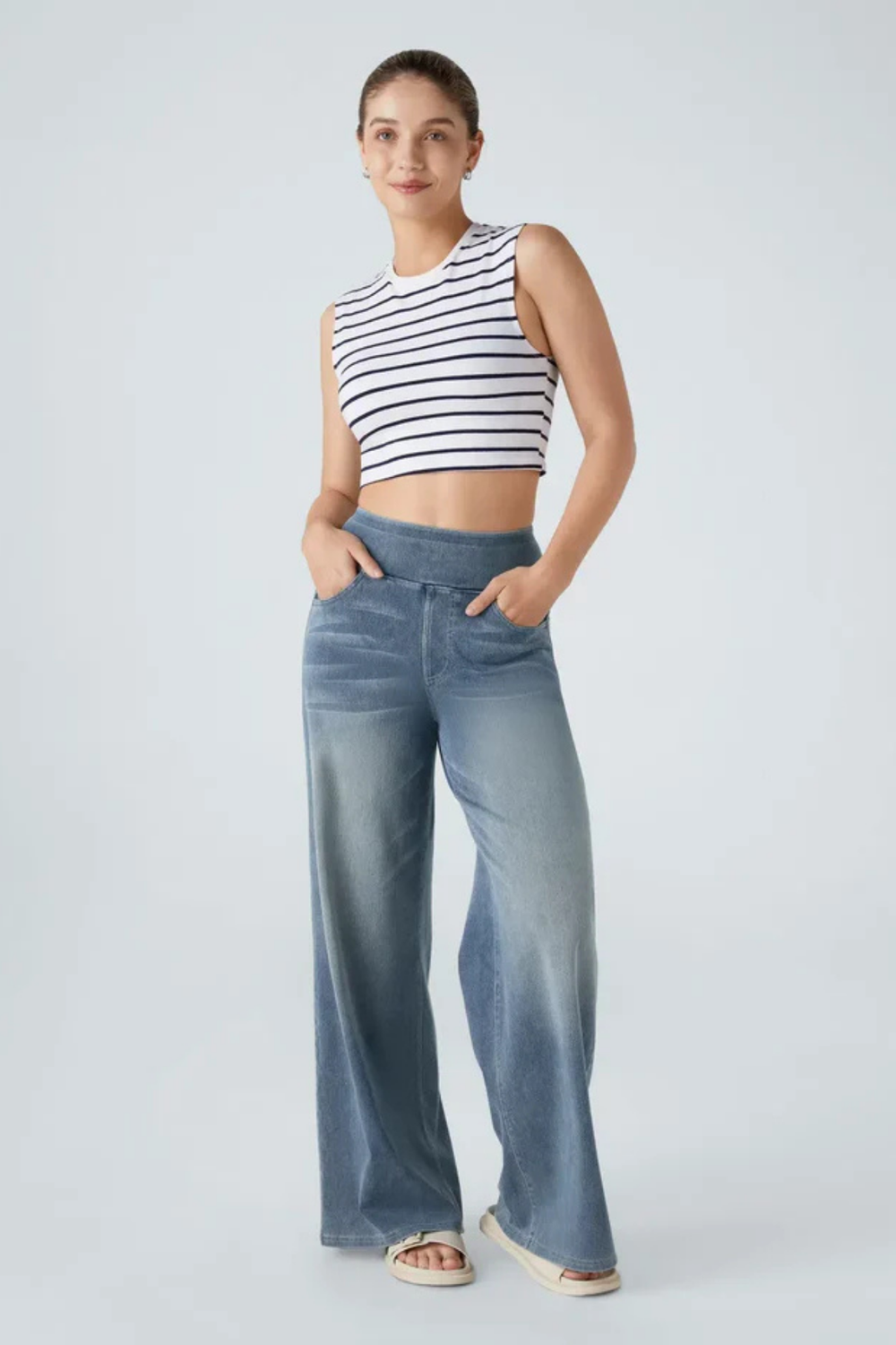 Evanna High-Waist Pants Hellblau